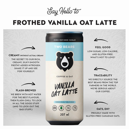 Two Bears Frothed Vanilla Oat Latte (207mL)