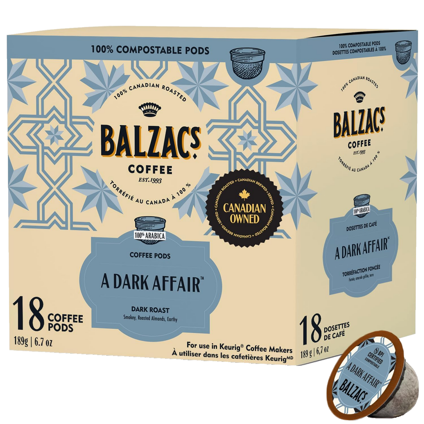 Balzac's Dark Affair Compostable K-Cup (18 Pack)
