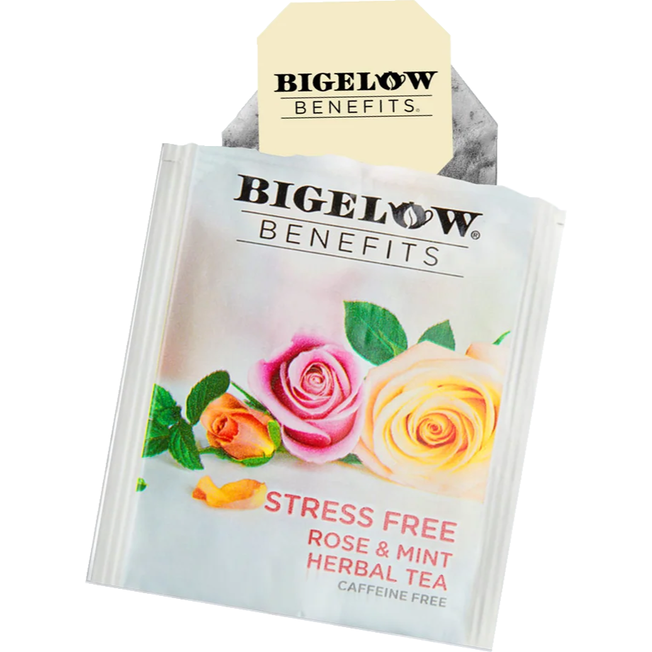 Bigelow® Benefits Stress Free Rose and Mint Herbal Tea (18 Pack)