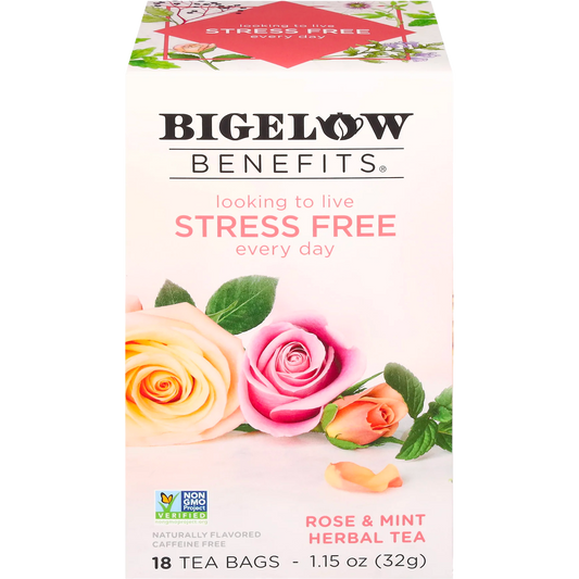 Bigelow® Benefits Stress Free Rose and Mint Herbal Tea (18 Pack)