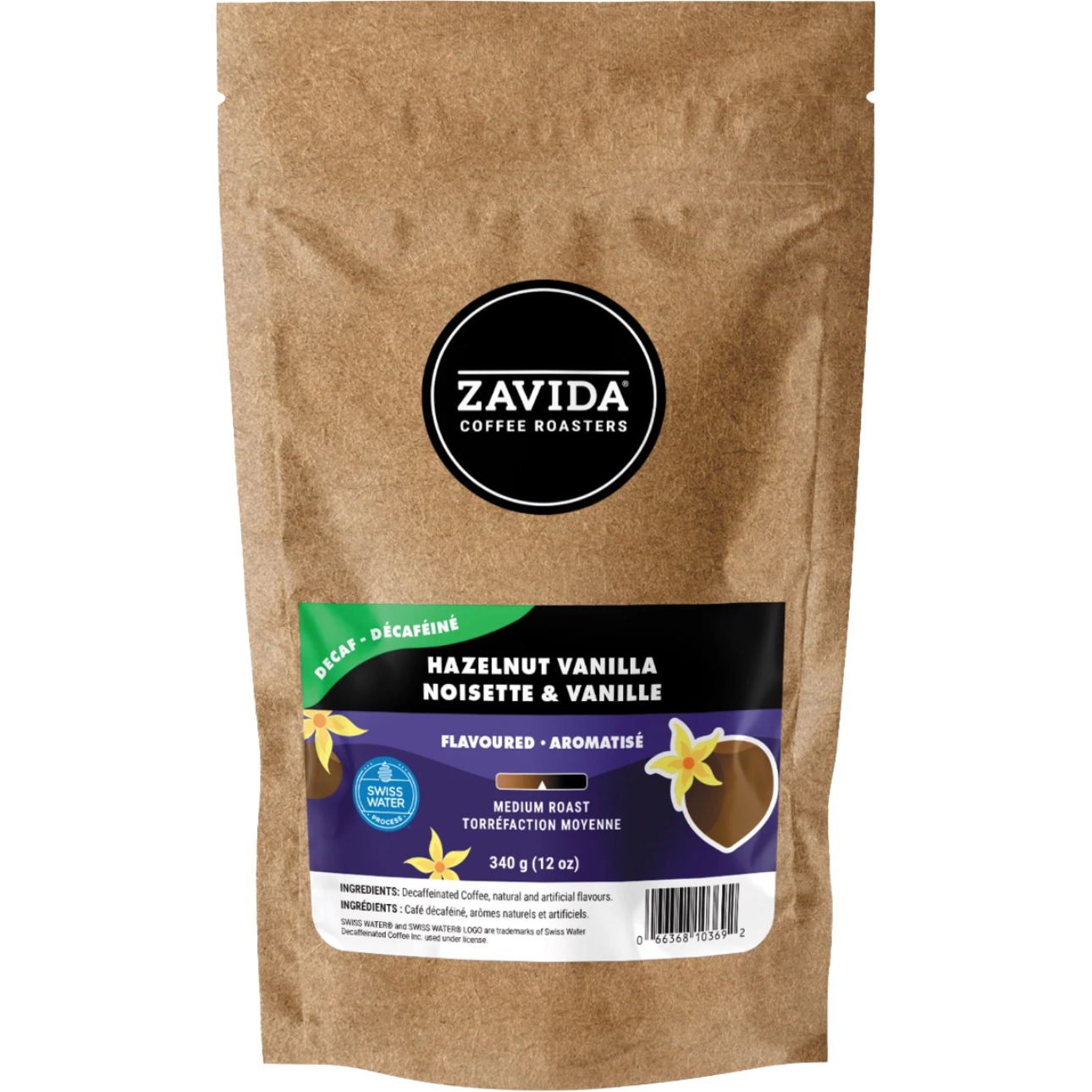 Zavida® Whole Bean Decaf Hazelnut Vanilla (12oz/340g) – Greenbelt