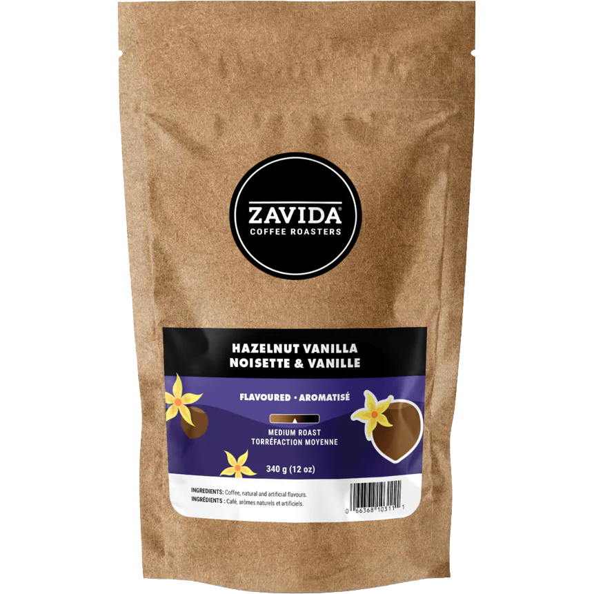 Zavida® Whole Bean Hazelnut Vanilla (12oz/340g) – Greenbelt Coffee