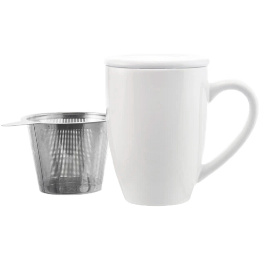 Grosche® Kassel Ceramic Tea Infuser Mug - White 330mL