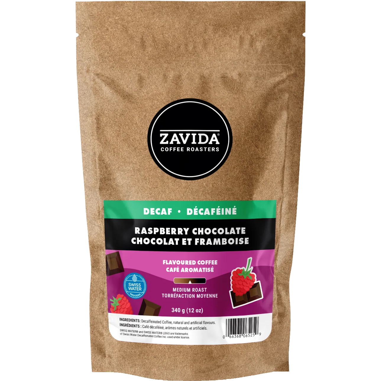 Zavida® Whole Bean Decaf Chocolate Raspberry (12oz/340g)