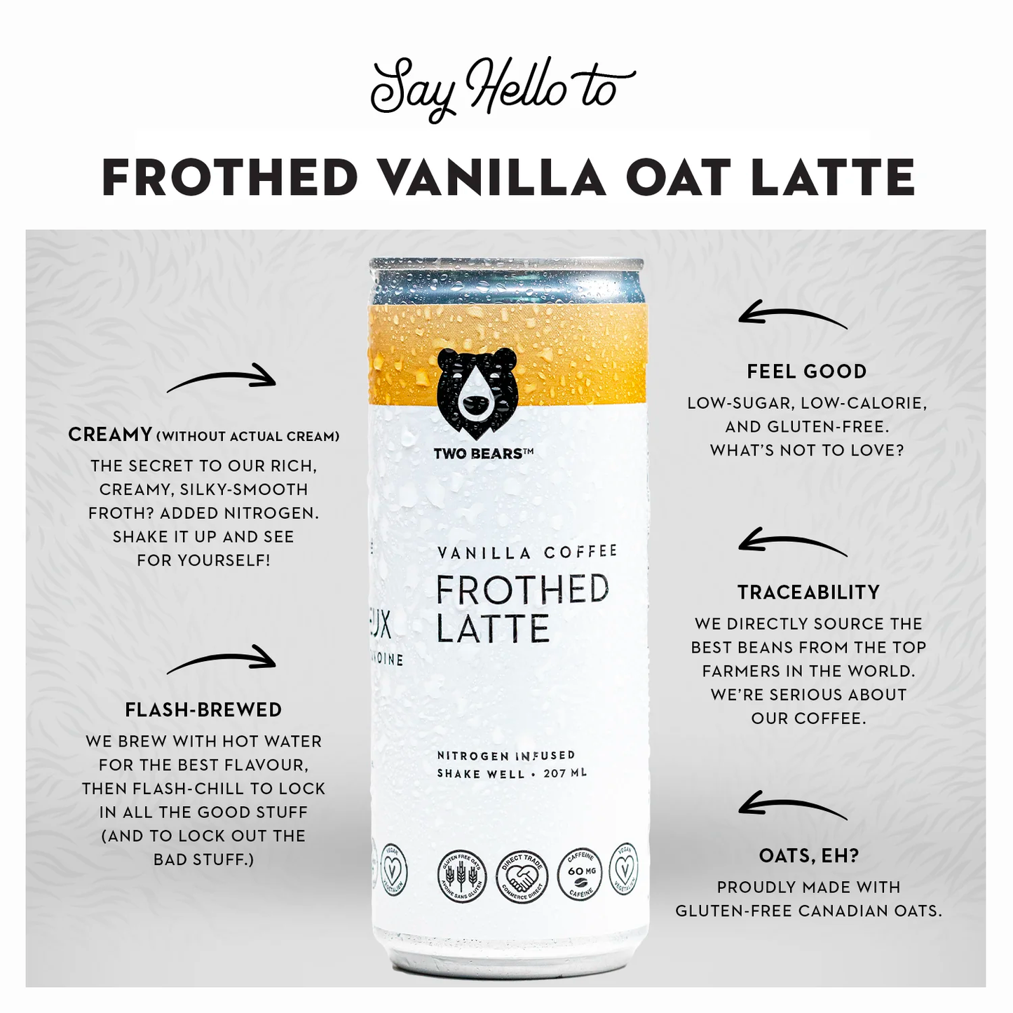 Two Bears Frothed Vanilla Oat Latte (207mL)