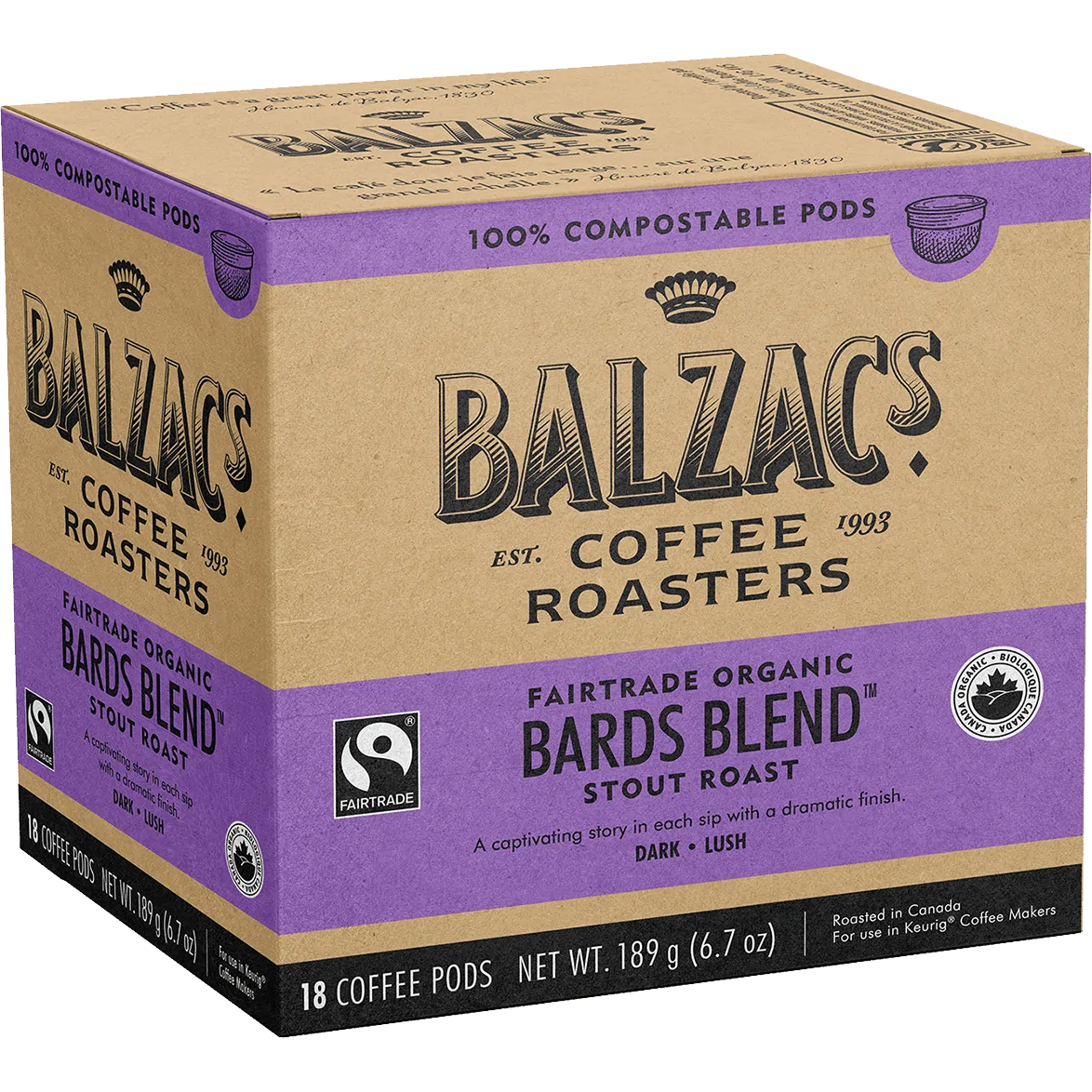 Balzac's Bards Blend Compostable K-Cup (18 Pack)