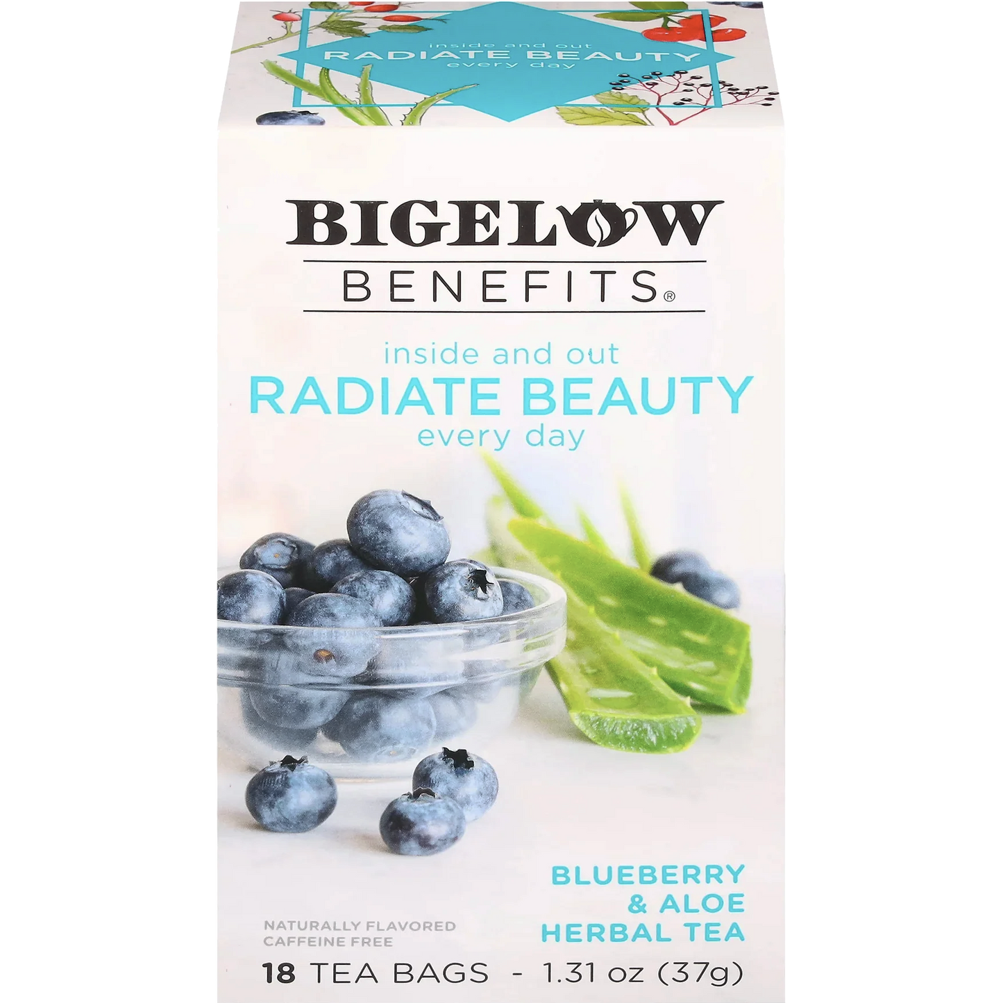 Bigelow® Benefits Radiate Beauty Blueberry & Aloe Herbal Tea (18 Pack)
