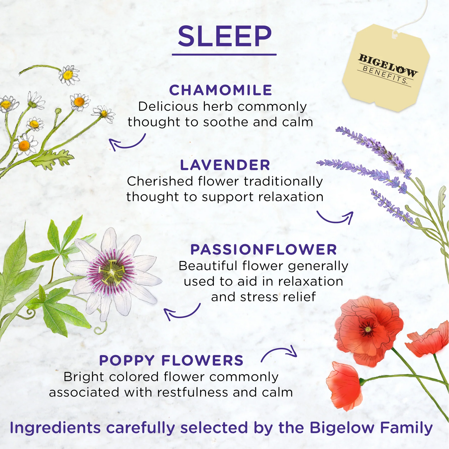 Bigelow® Benefits Sleep Chamomile & Lavender Herbal Tea (18 Pack)