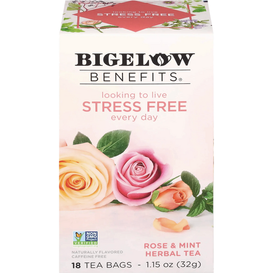 Bigelow® Benefits Stress Free Rose & Mint Herbal Tea (18 Pack)