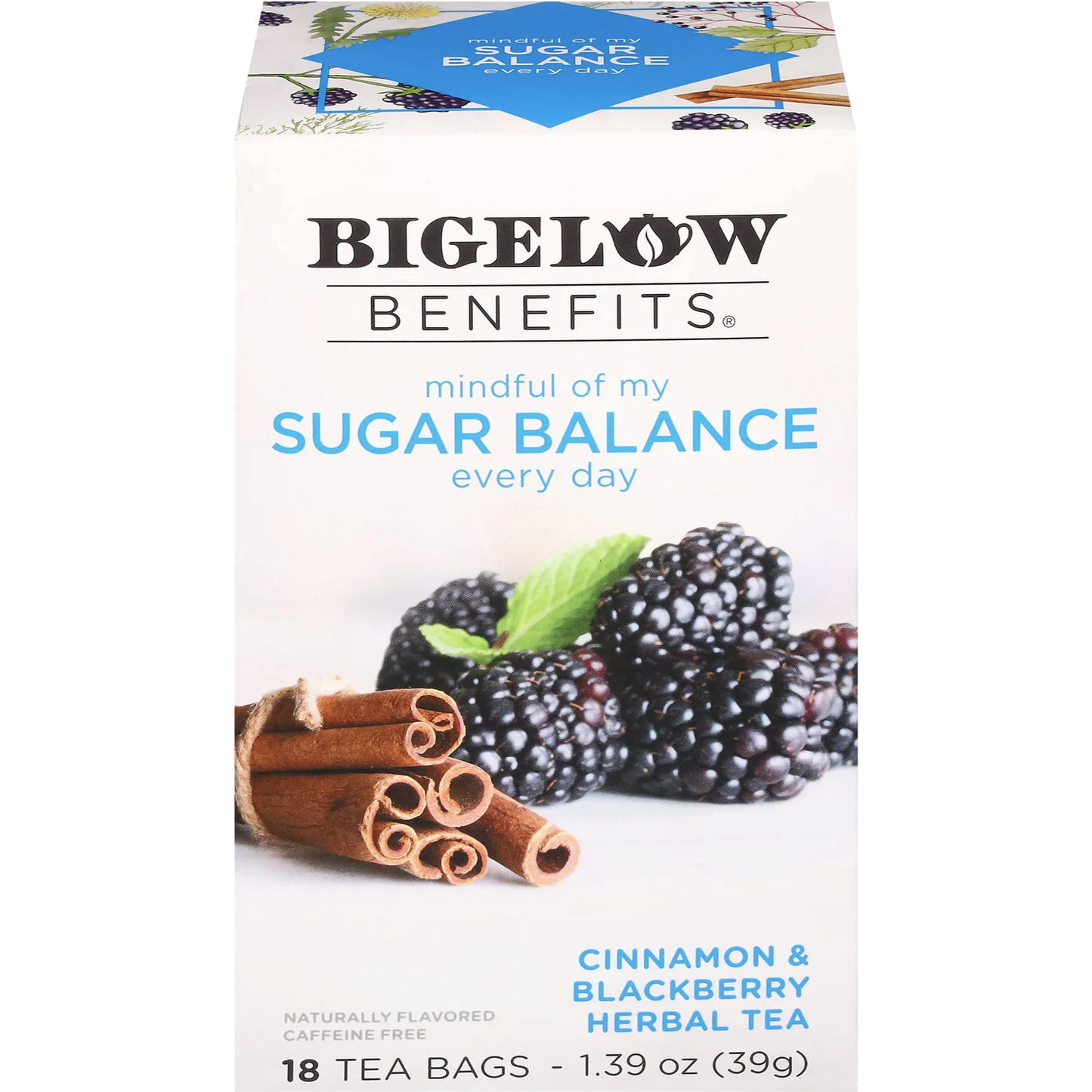 Bigelow® Benefits Sugar Balance Cinnamon & Blackberry Herbal Tea (18 Pack)