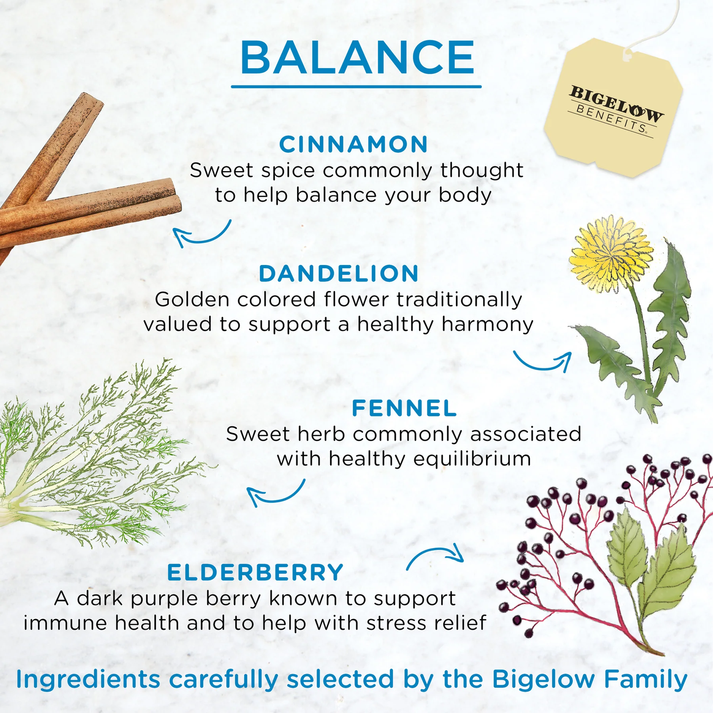 Bigelow® Benefits Sugar Balance Cinnamon & Blackberry Herbal Tea (18 Pack)