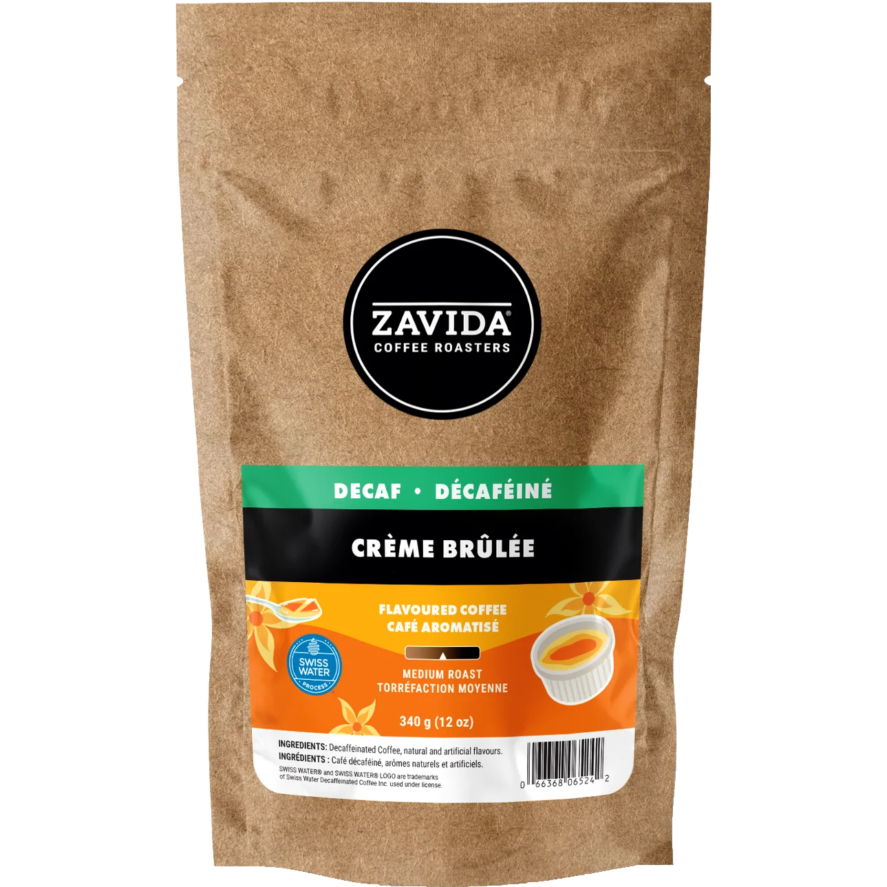 Zavida® Whole Bean Decaf Crème Brûlée (12oz/340g)