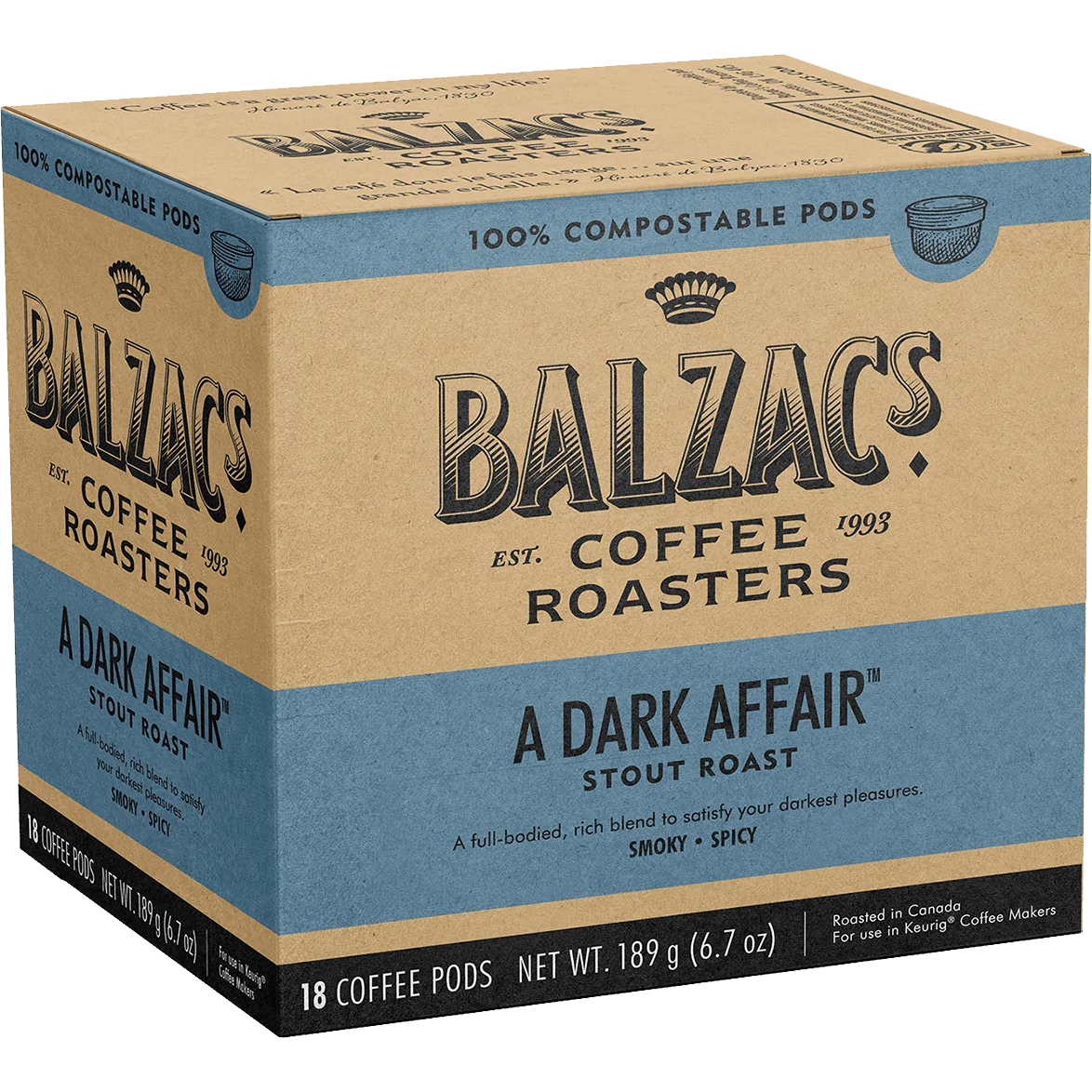 Balzac's Dark Affair Compostable K-Cup (18 Pack)