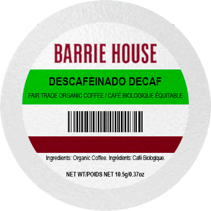 Barrie House® Descafeinado Decaf Fair Trade Organic (24 Pack)