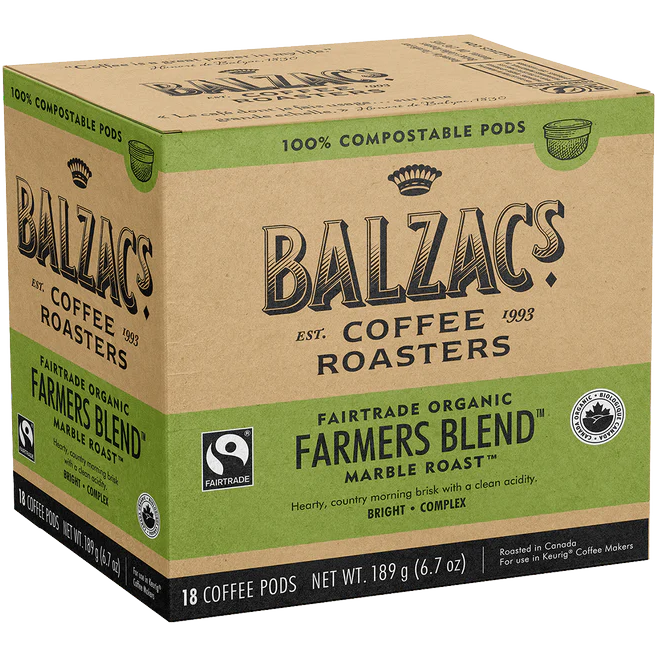 Balzac's Farmers Blend Blend Compostable K-Cup (18 Pack)