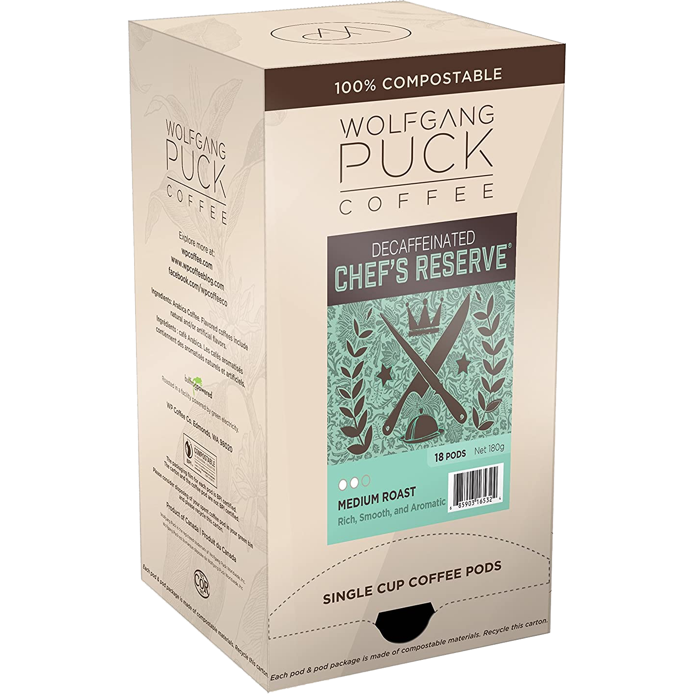 Wolfgang Puck Chef's Reserve Decaf Pods (18 Pack)