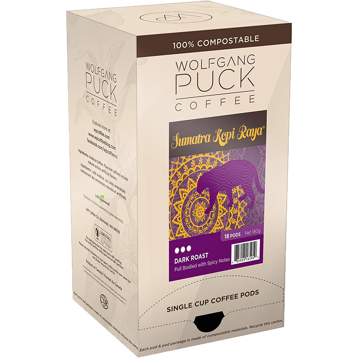 Wolfgang Puck Sumatra Kopi Raya Pods (18 Pack)